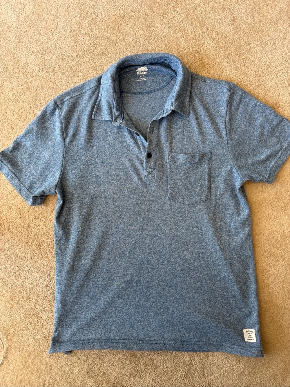 Roots Men's Blue Heather Polo with Chest Pocket